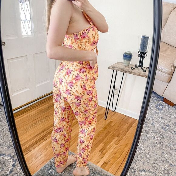 Farm Rio Banana Sunshine Bow Top Jumpsuit XS - Picture 4 of 12